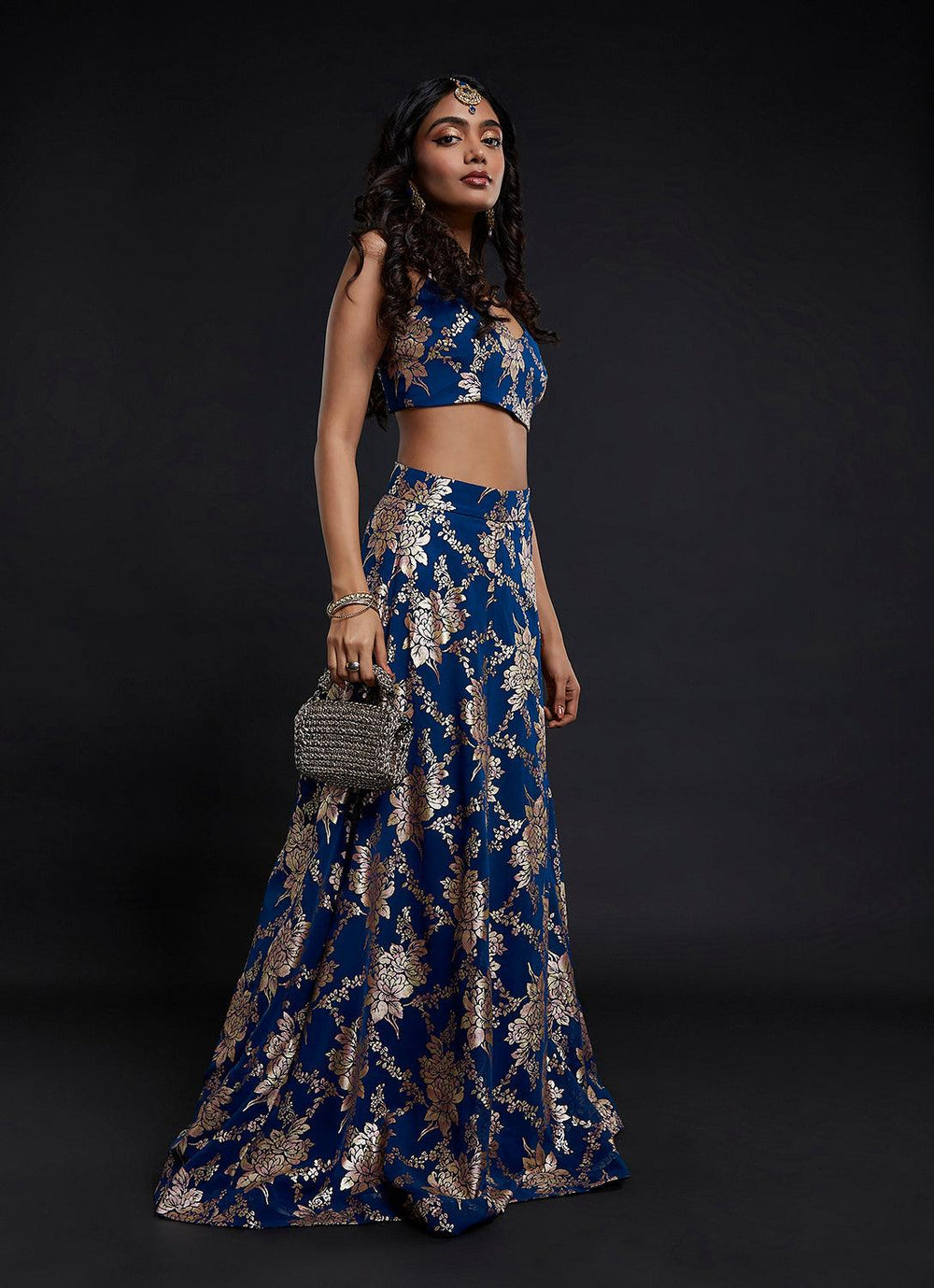 Navy Vark Sleeveless Lehenga Set