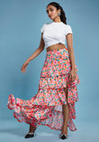 Floral Printed Tiered Maxi Skirt - QUERATED