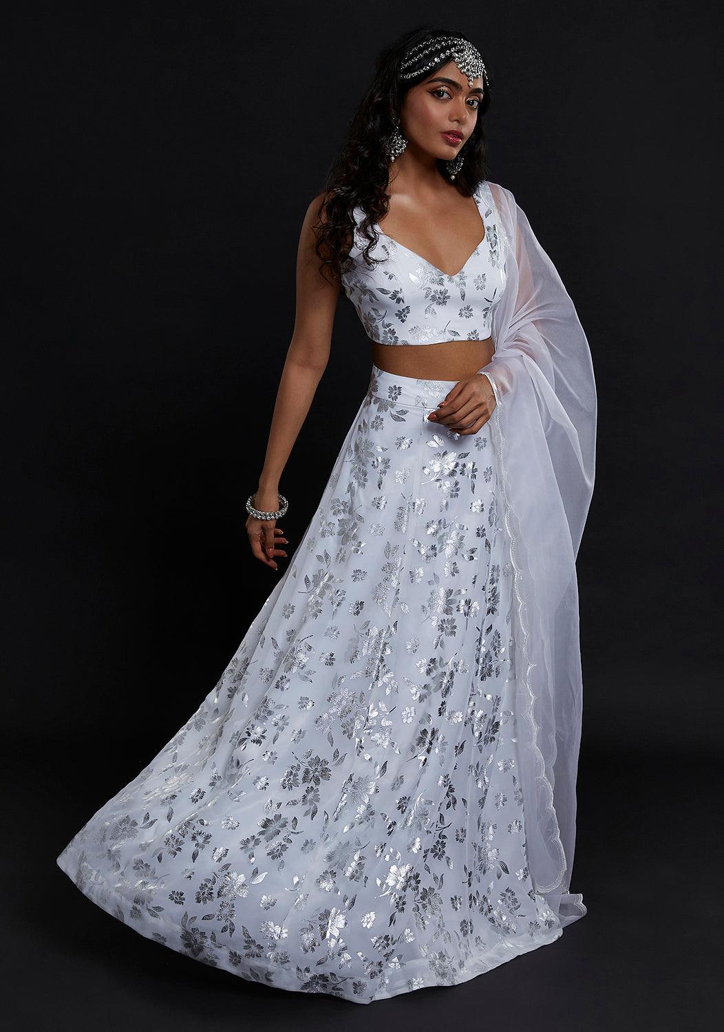 White Chandi Sleeveless Lehenga Set - QUERATED