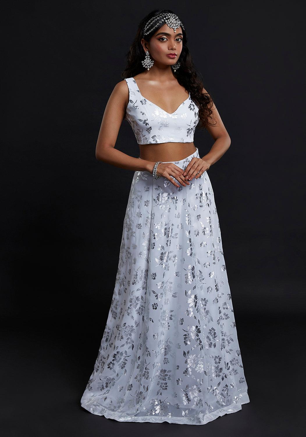 White Chandi Sleeveless Lehenga Set - QUERATED