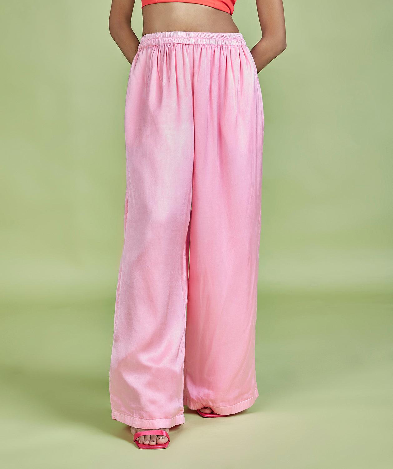 Pink Gajji Silk Palazzo Pants - QUERATED