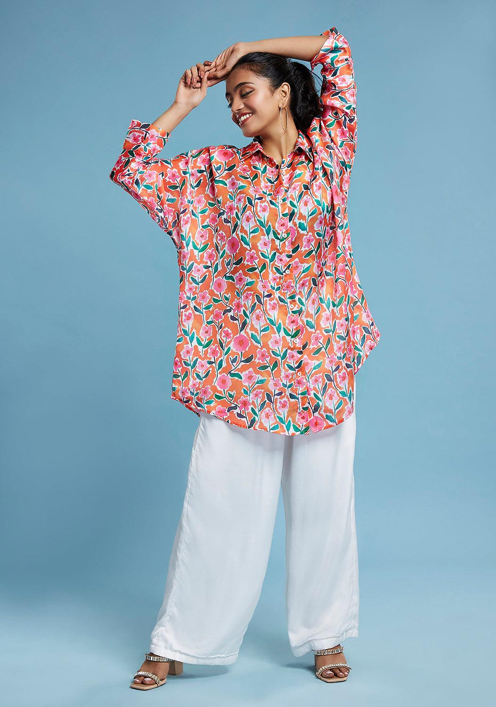 Floral Printed Oversized Shirt