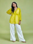 Lime Green Georgette Oversized Shirt - QUERATED