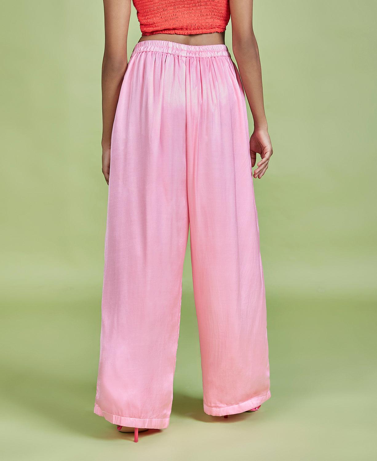 Pink Gajji Silk Palazzo Pants