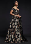 Black Off-Shoulder Lehenga Set - QUERATED