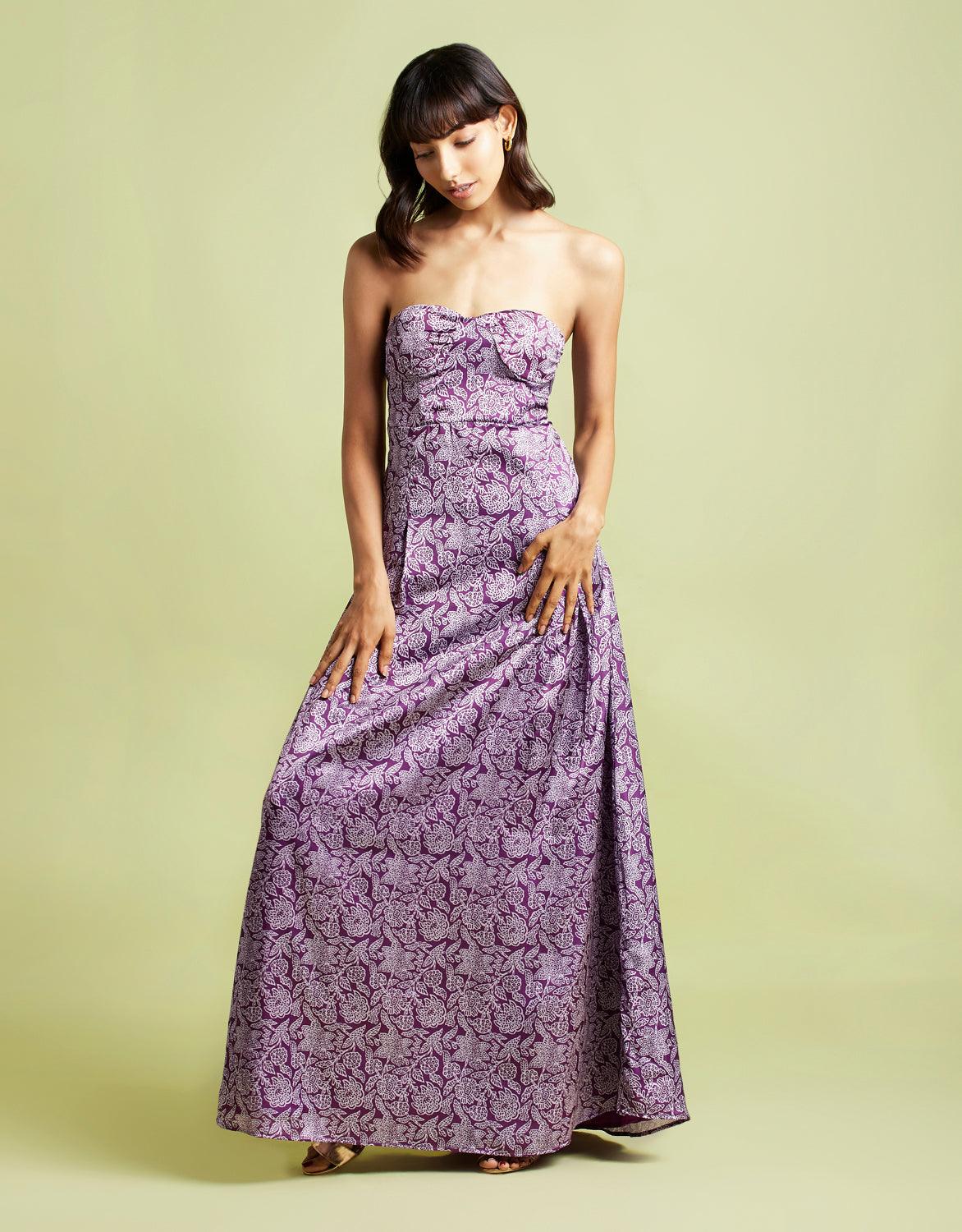 Amelia Printed Corset Maxi Dress - QUERATED