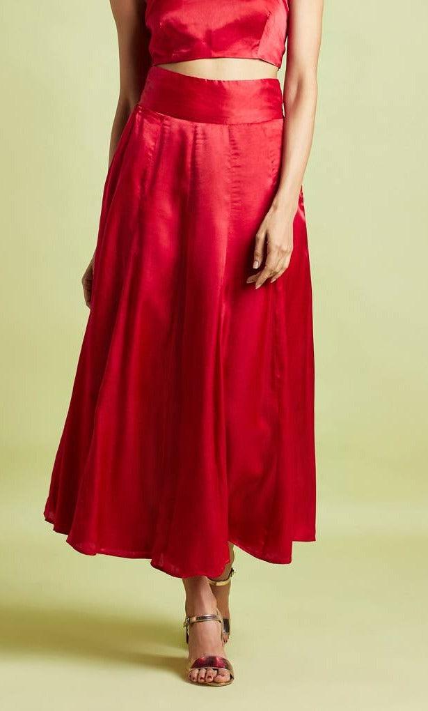 Mae Scarlet Red Flared Skirt - QUERATED