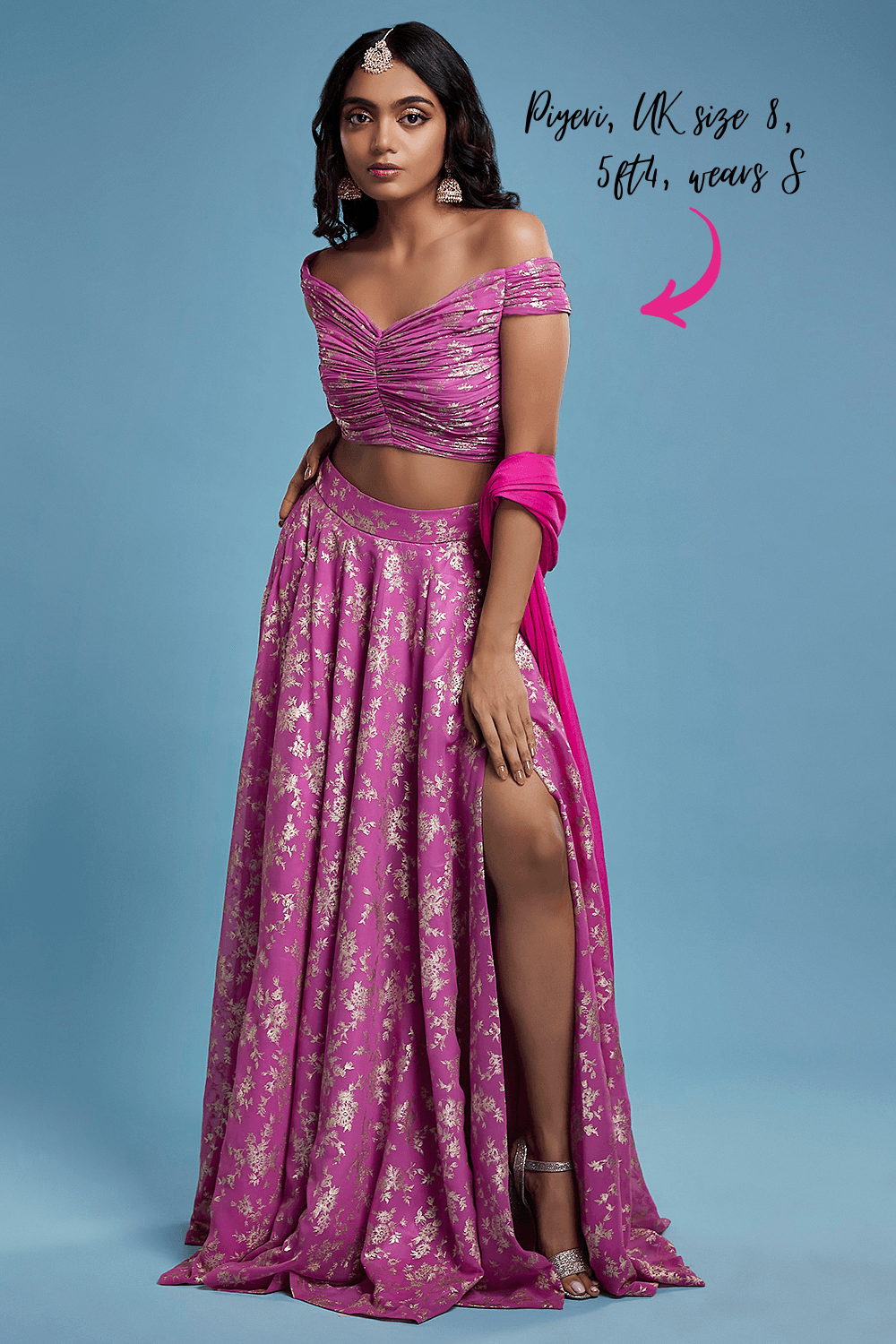 Purple Off-Shoulder Lehenga Set - QUERATED