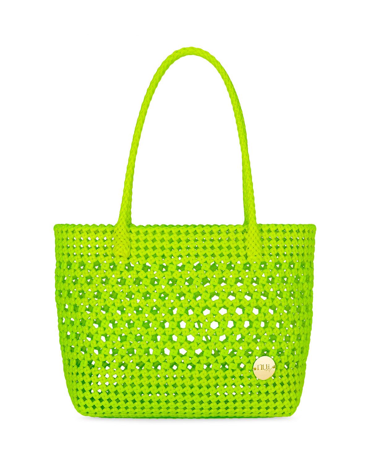 Ella Lime Straw Basket Bag