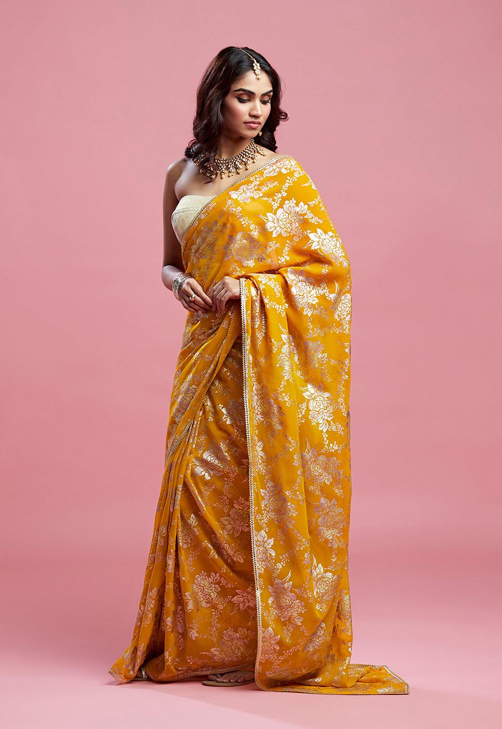 Mustard Barfi Saree - QUERATED