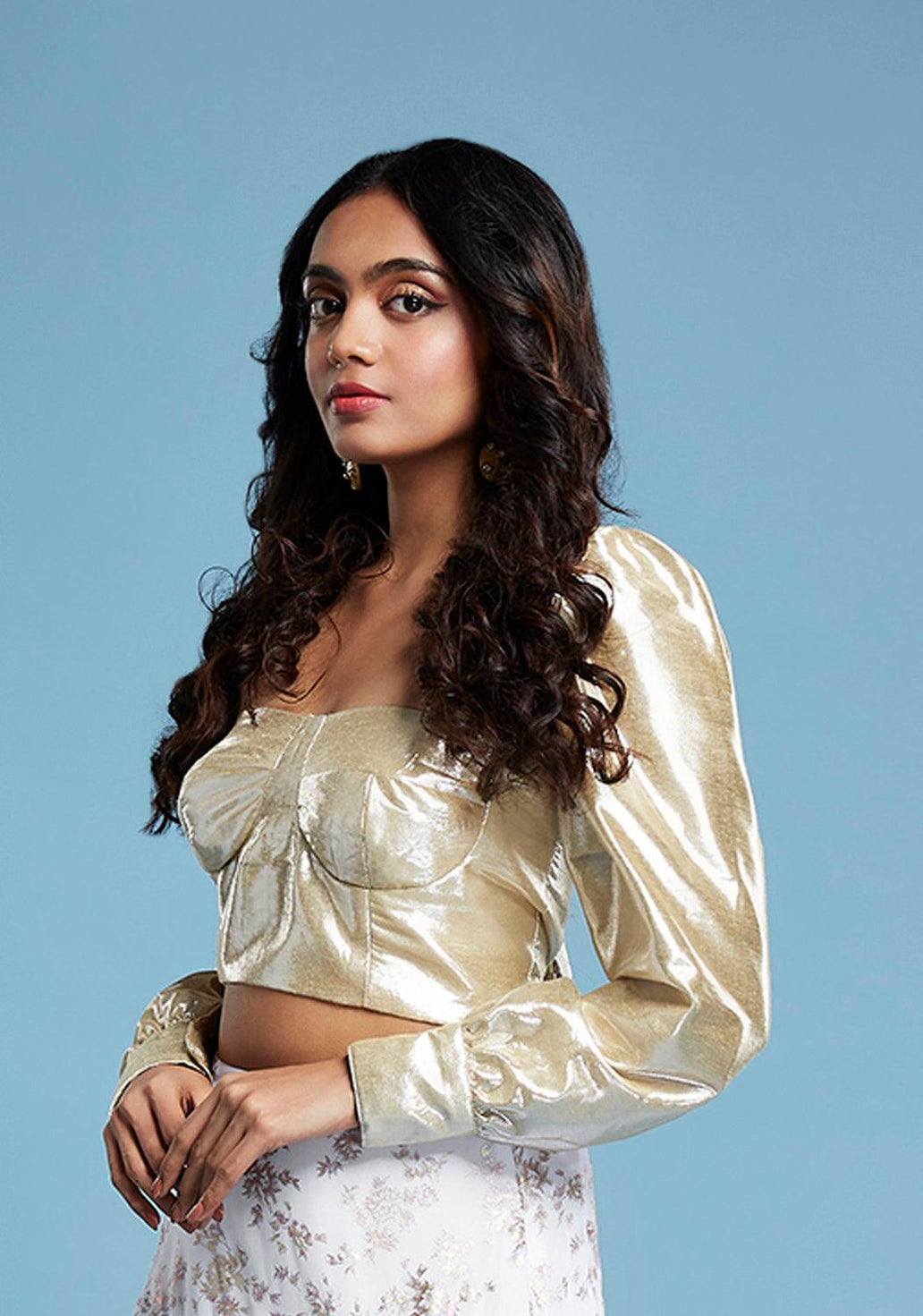 Gold Corset Blouse with Detached Sleeves