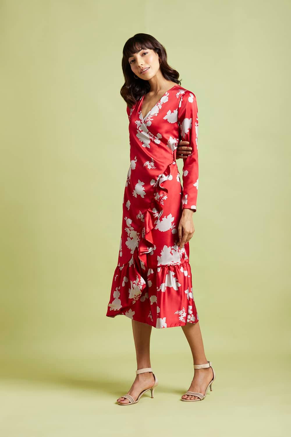 Joana Printed Wrap Dress - QUERATED