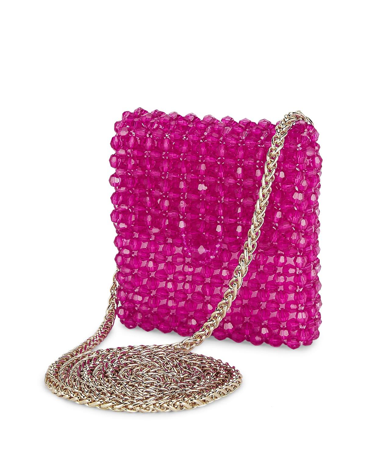 Hailey Fuchsia Pink Beaded Micro Sling Bag - QUERATED