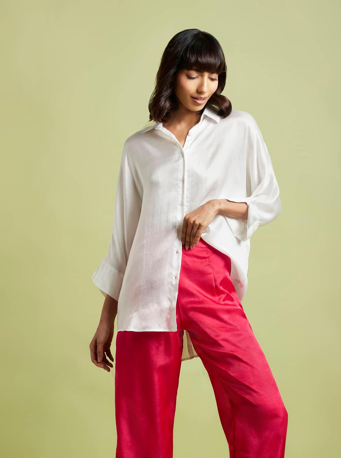 Eva Oyster White Oversized Shirt - QUERATED