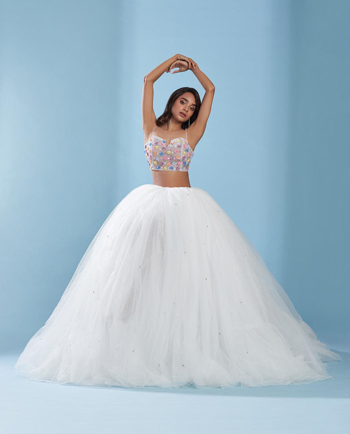 Noa Tulle Lehenga Skirt - QUERATED