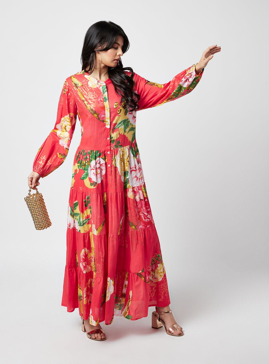 Roannna Printed Cotton Maxi Dress - QUERATED