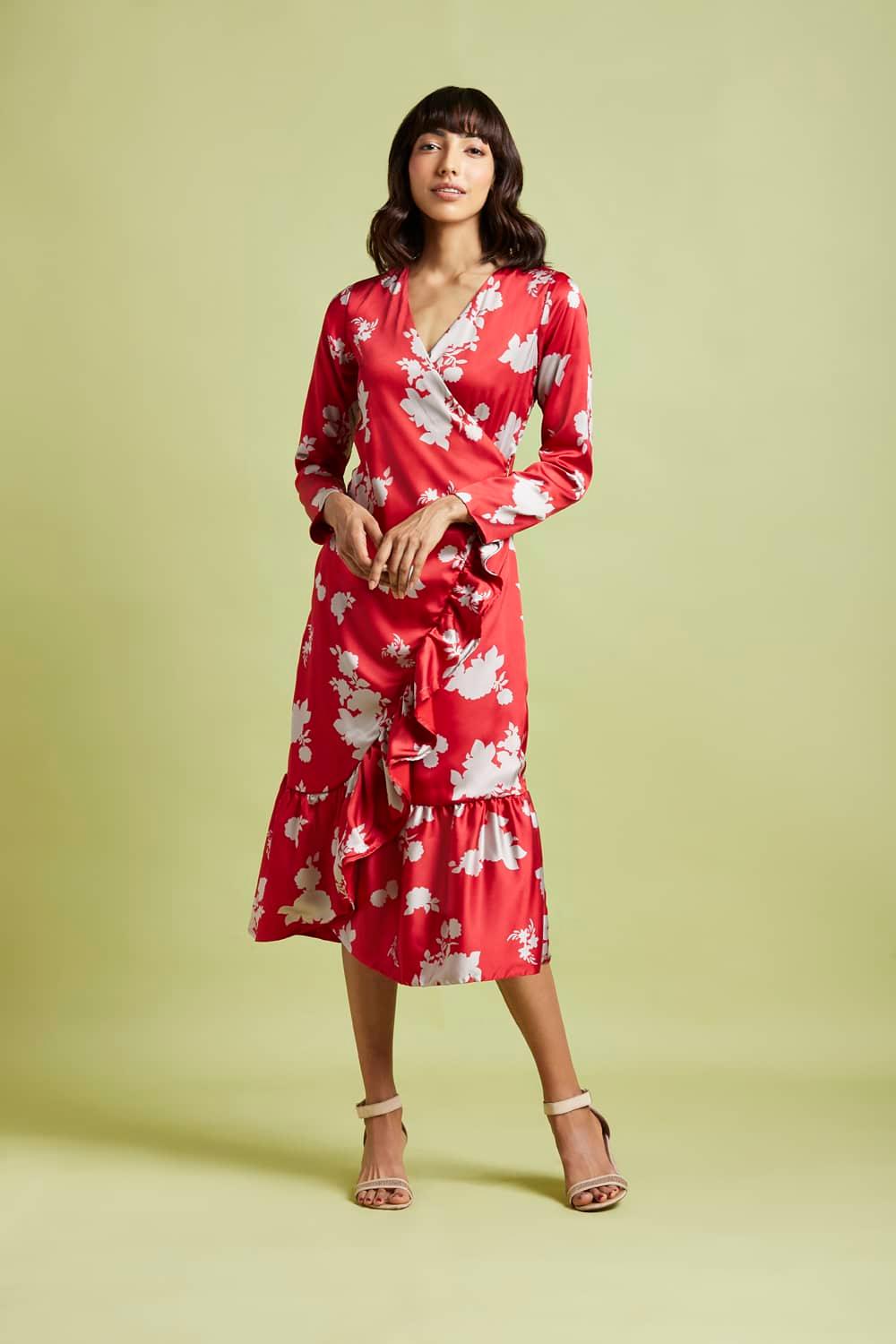 Joana Printed Wrap Dress - QUERATED