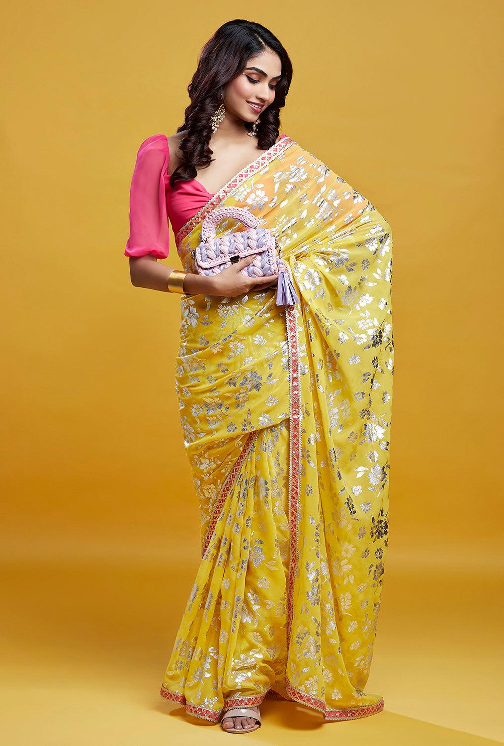 Yellow Barfi Saree - QUERATED