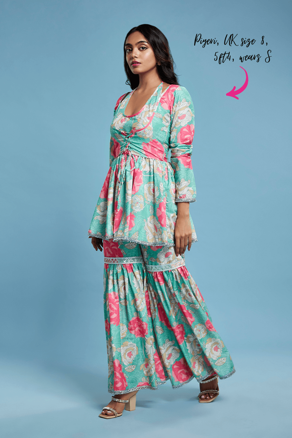 Floral Peplum Sharara Set