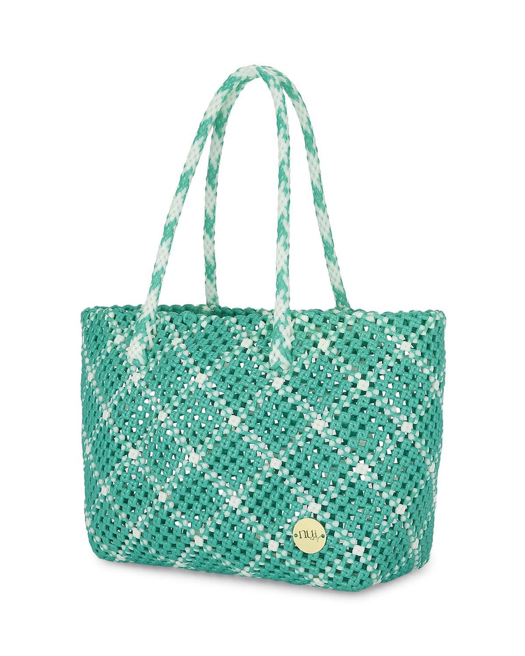 Emma Teal Straw Basket Bag