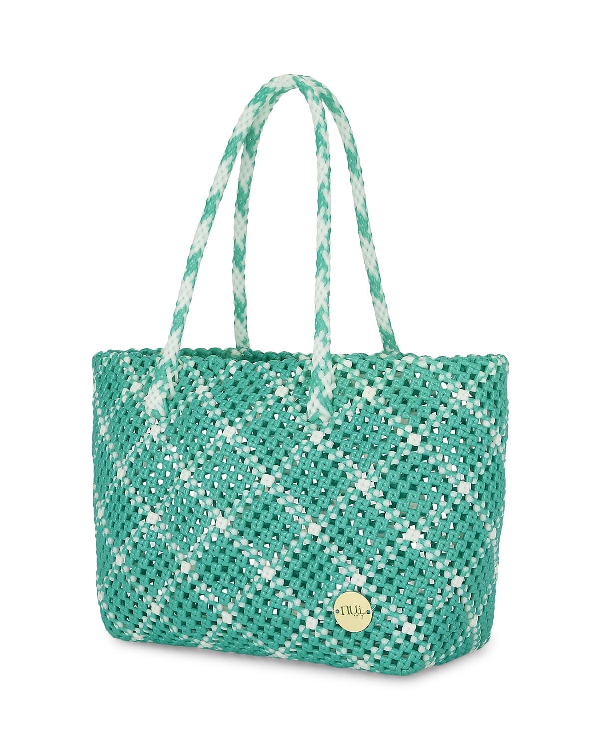 Emma Teal Straw Basket Bag - QUERATED