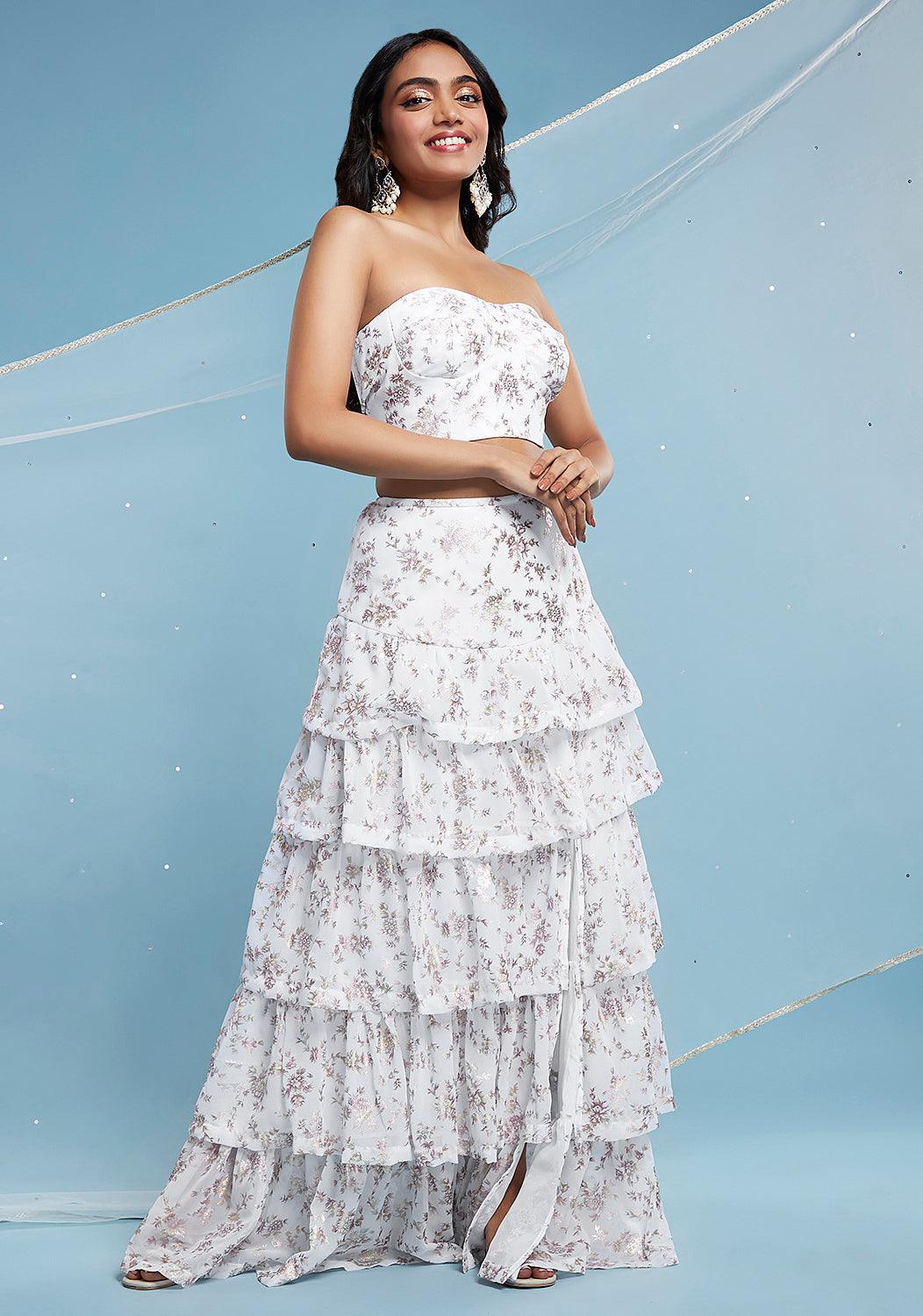 White Corset Lehenga Set - QUERATED