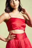 Mae Scarlet Red Strappy Crop Top - QUERATED