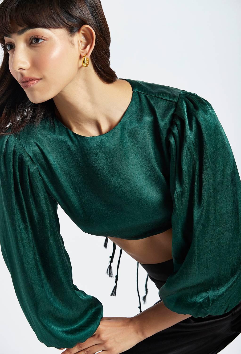 Vera Emerald Green Backless Top - QUERATED