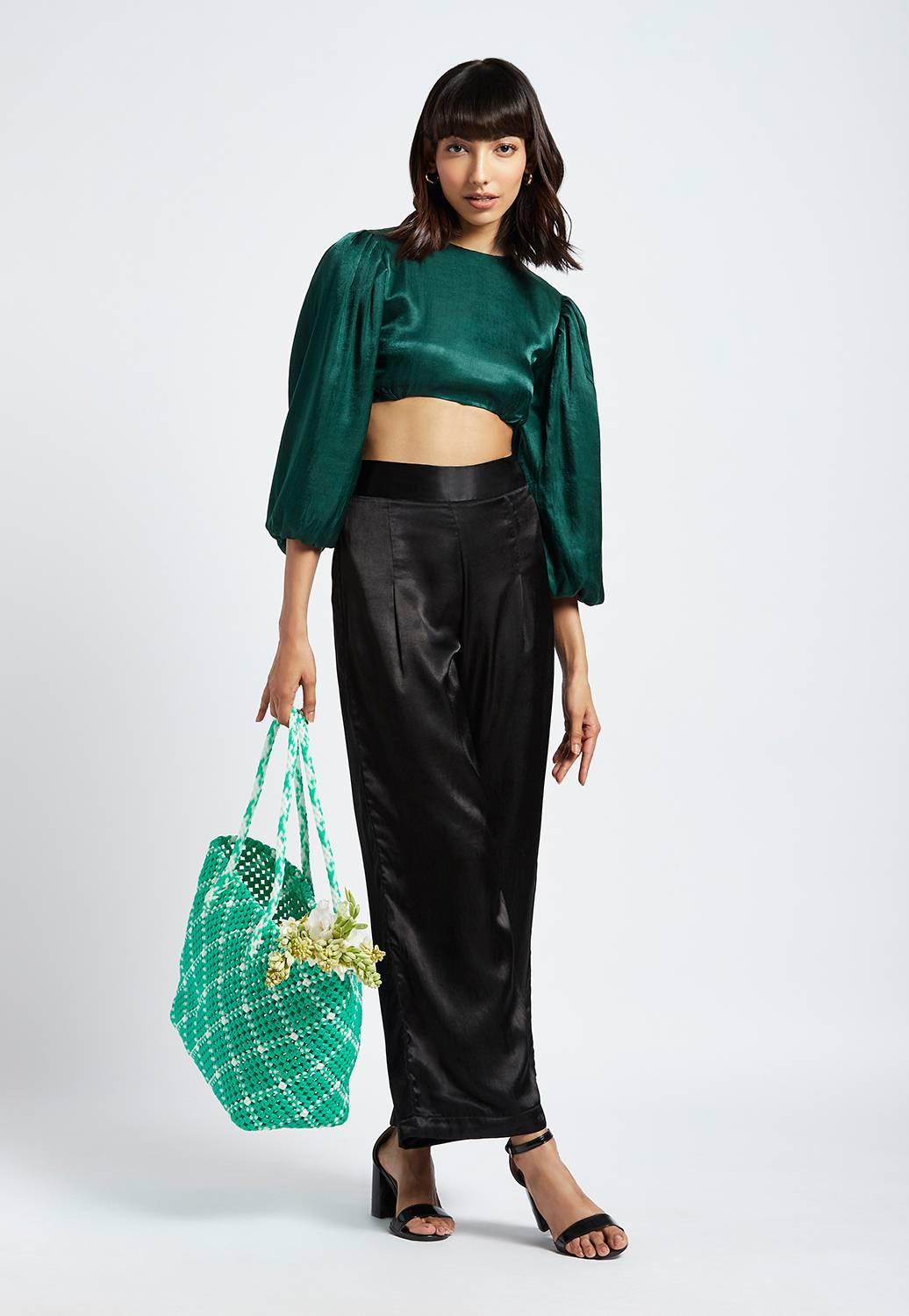 Vera Emerald Green Backless Top - QUERATED