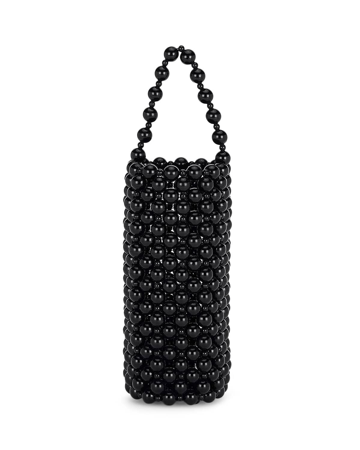 Mackenzie Black Beaded Bottle Bag - QUERATED