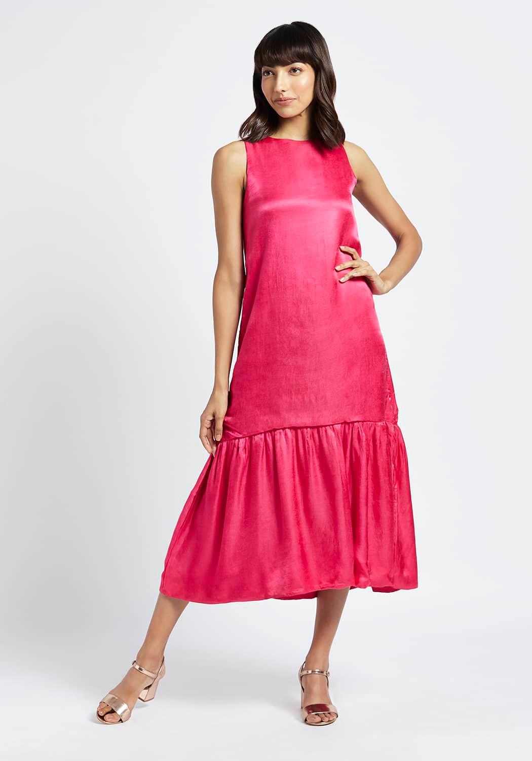 Ophelia Fuchsia Pink Midi Dress - QUERATED