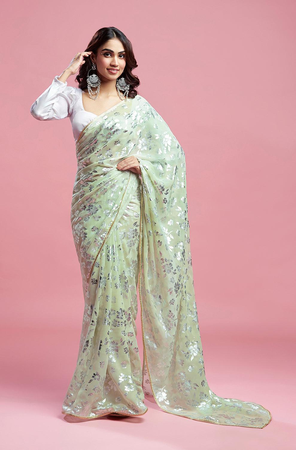 Pista Barfi Saree - QUERATED