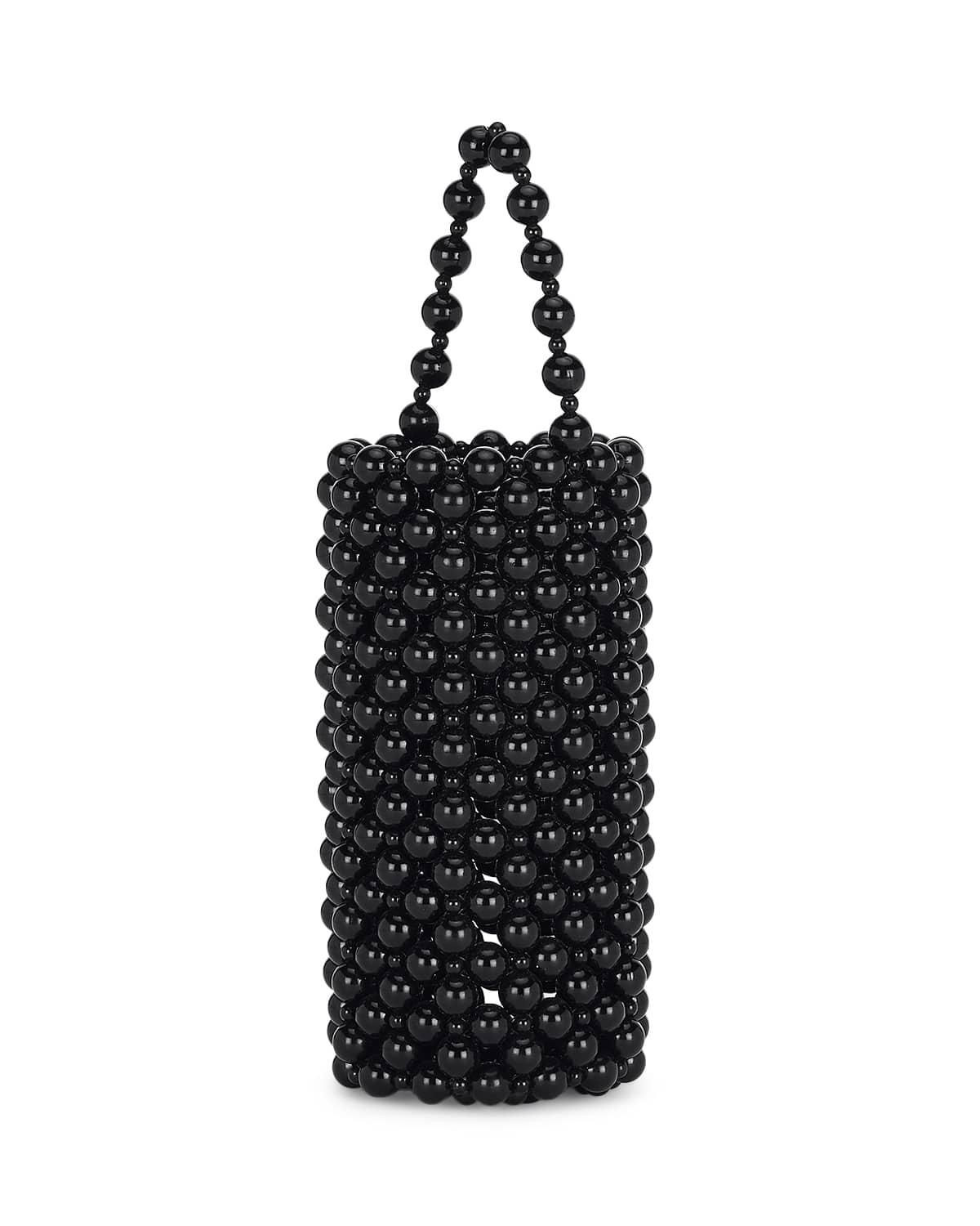 Mackenzie Black Beaded Bottle Bag - QUERATED