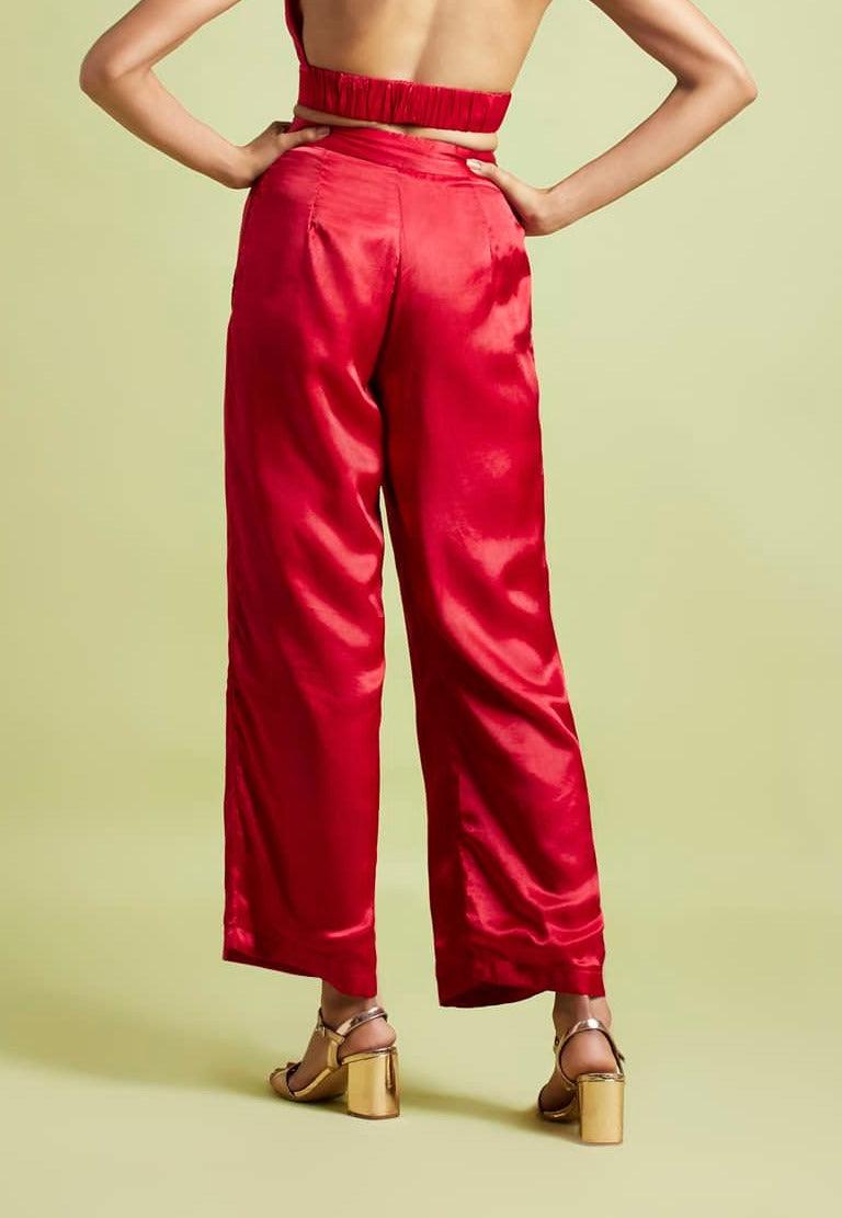 Renata Scarlet Red Pleated Pant - QUERATED