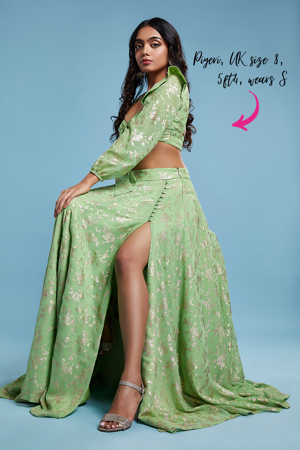 Lime Barfi Front Tie-Up Lehenga Set