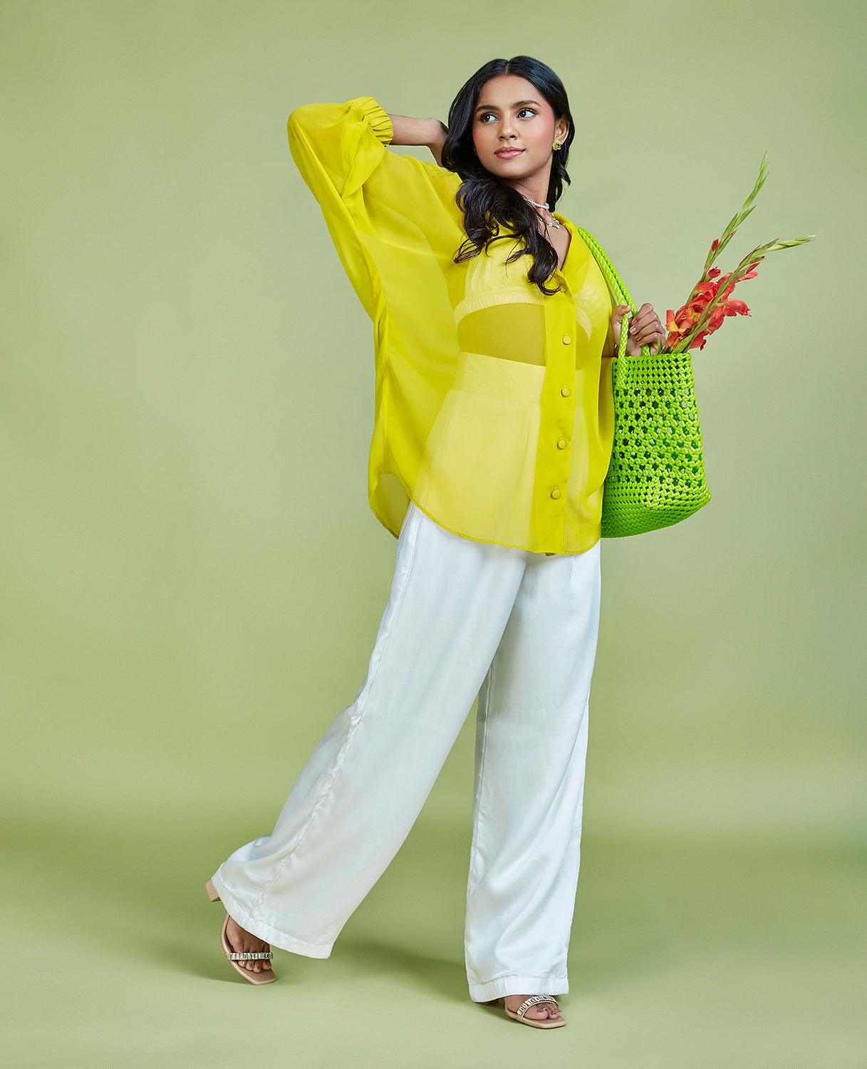 Ella Lime Straw Basket Bag - QUERATED