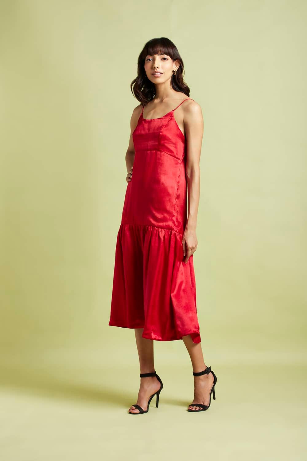 Mara Scarlet Red Slip Dress - QUERATED