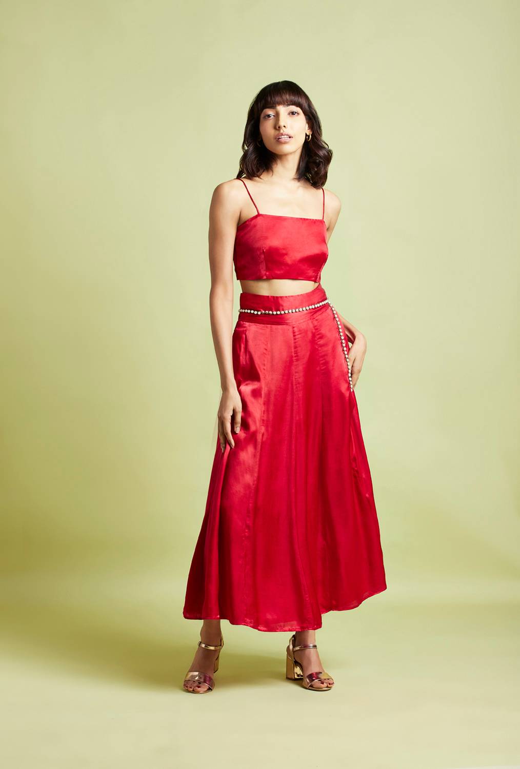 Mae Scarlet Red Flared Skirt - QUERATED