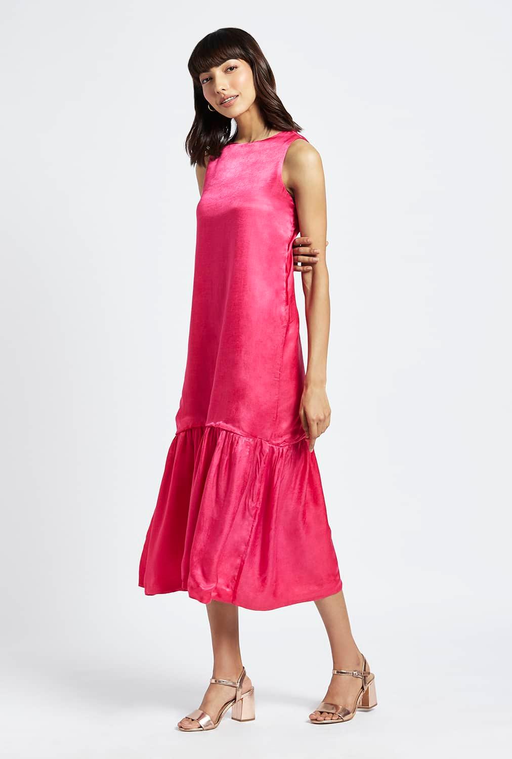 Ophelia Fuchsia Pink Midi Dress - QUERATED