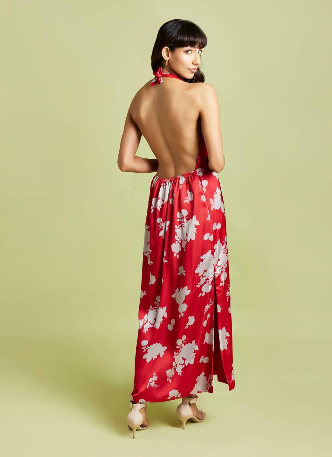 Angelina Printed Halter Maxi Dress - QUERATED