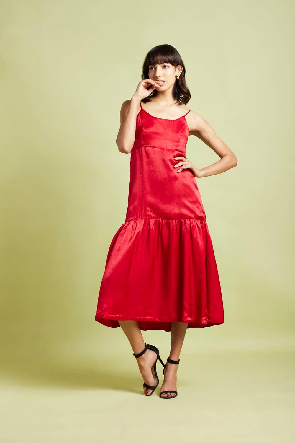 Mara Scarlet Red Slip Dress - QUERATED