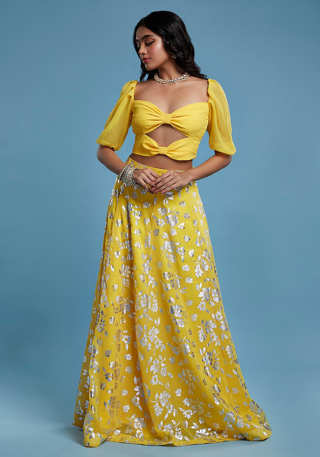 Yellow Bow Lehenga Set - QUERATED