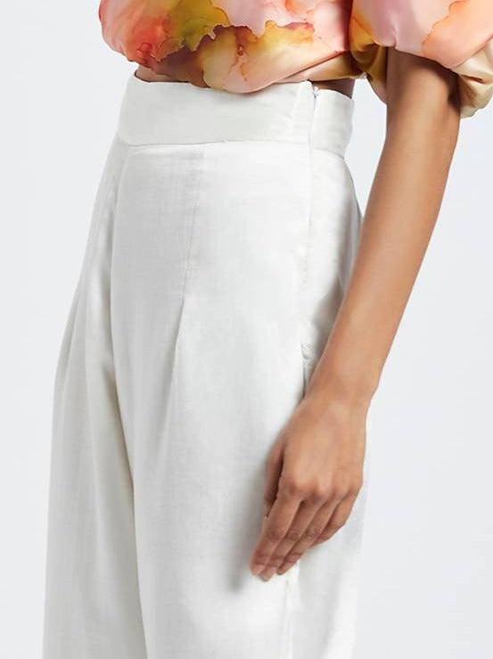 Gloria Oyster White Wide Leg Pants - QUERATED