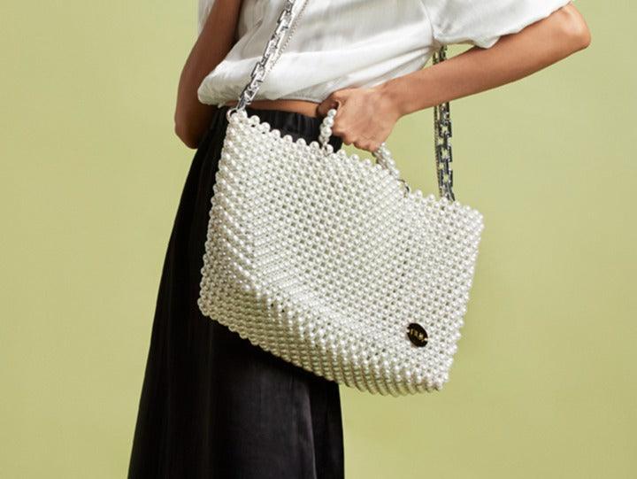 Skylar Pearl Beaded Tote Bag - QUERATED