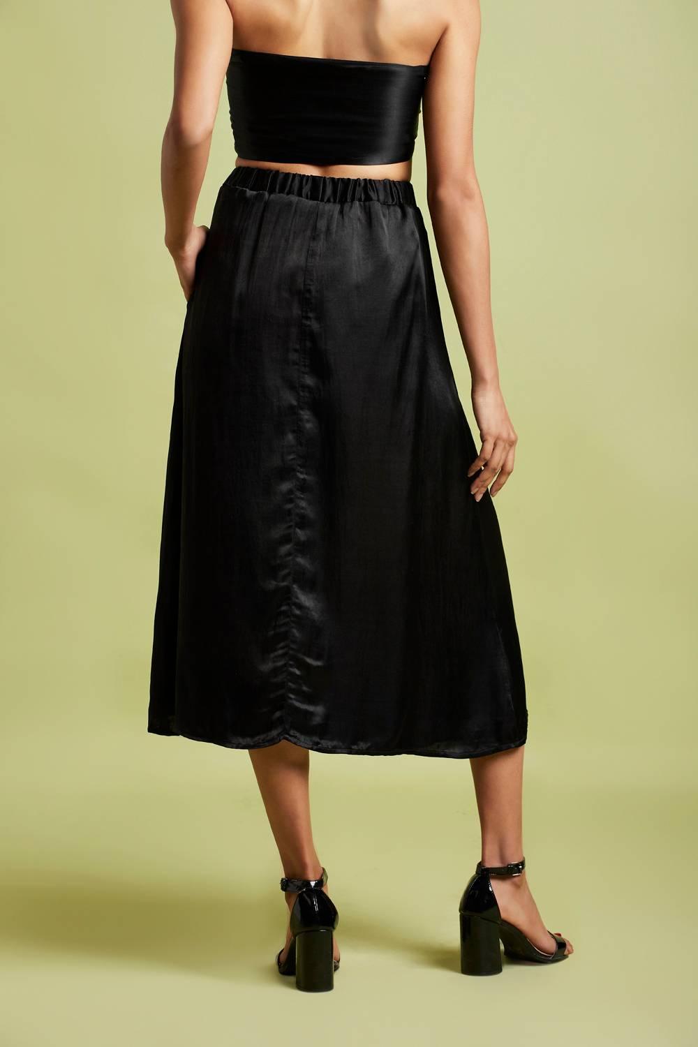 Tatiana Midnight Black Midi Skirt - QUERATED