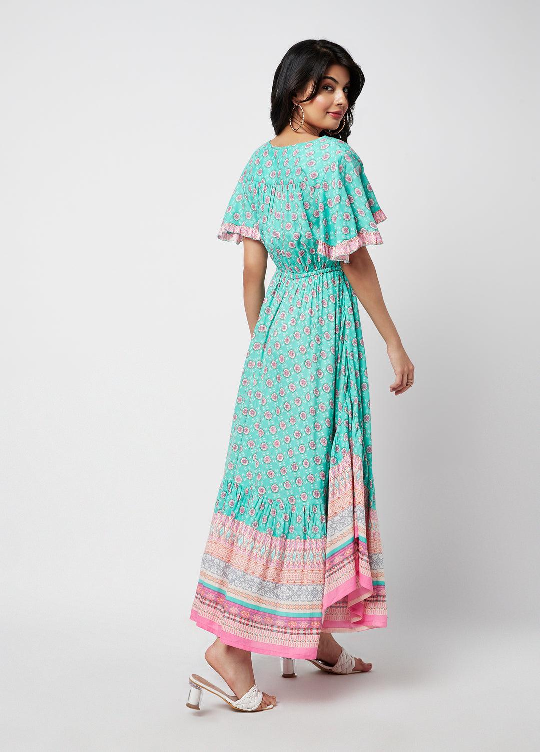 Goergia Printed Rayon Maxi Dress - QUERATED