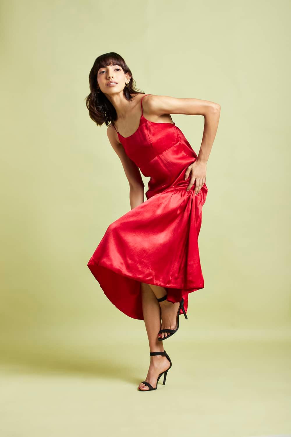 Mara Scarlet Red Slip Dress - QUERATED