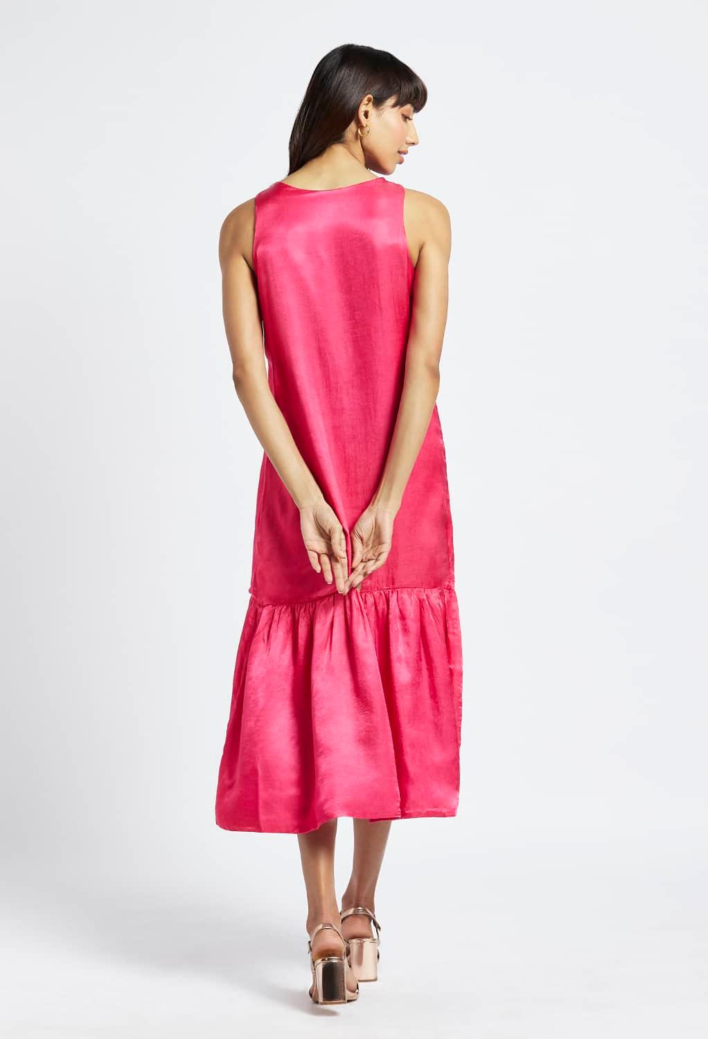 Ophelia Fuchsia Pink Midi Dress