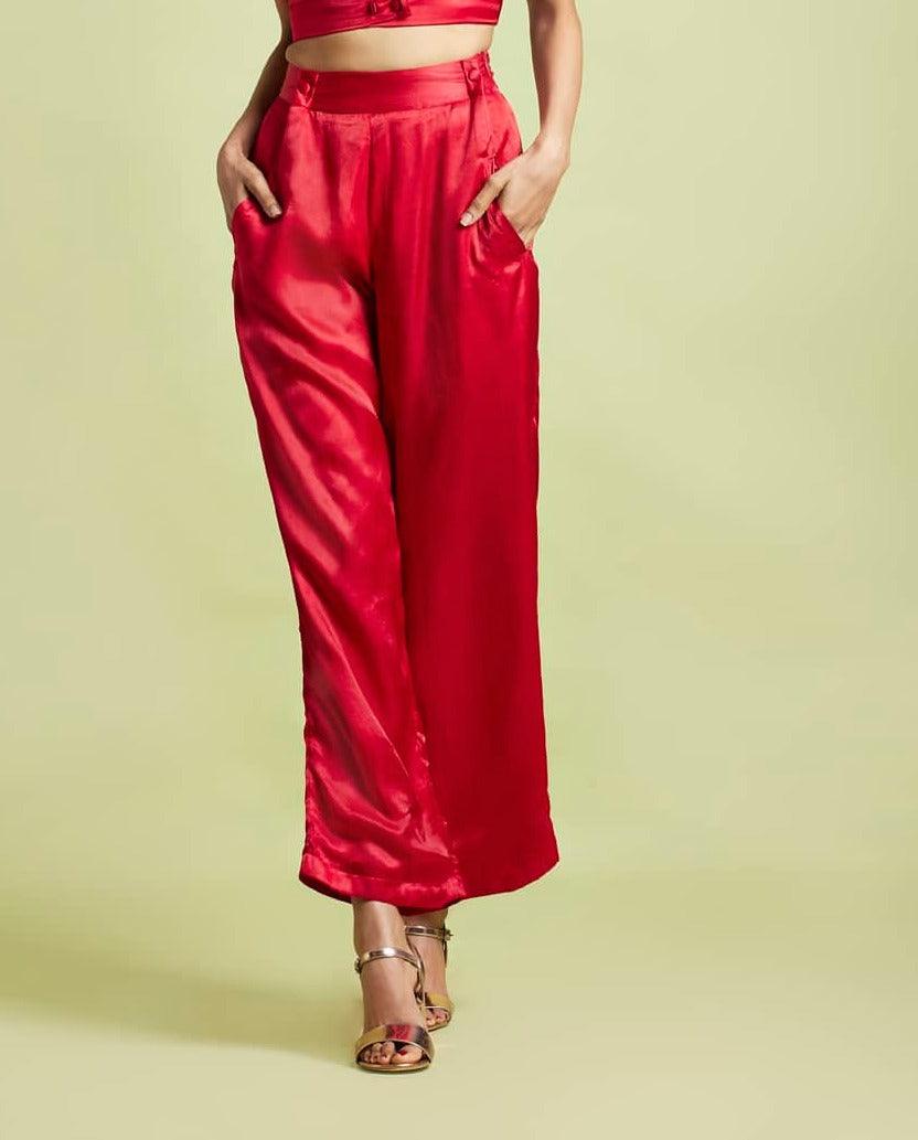 Renata Scarlet Red Pleated Pant - QUERATED