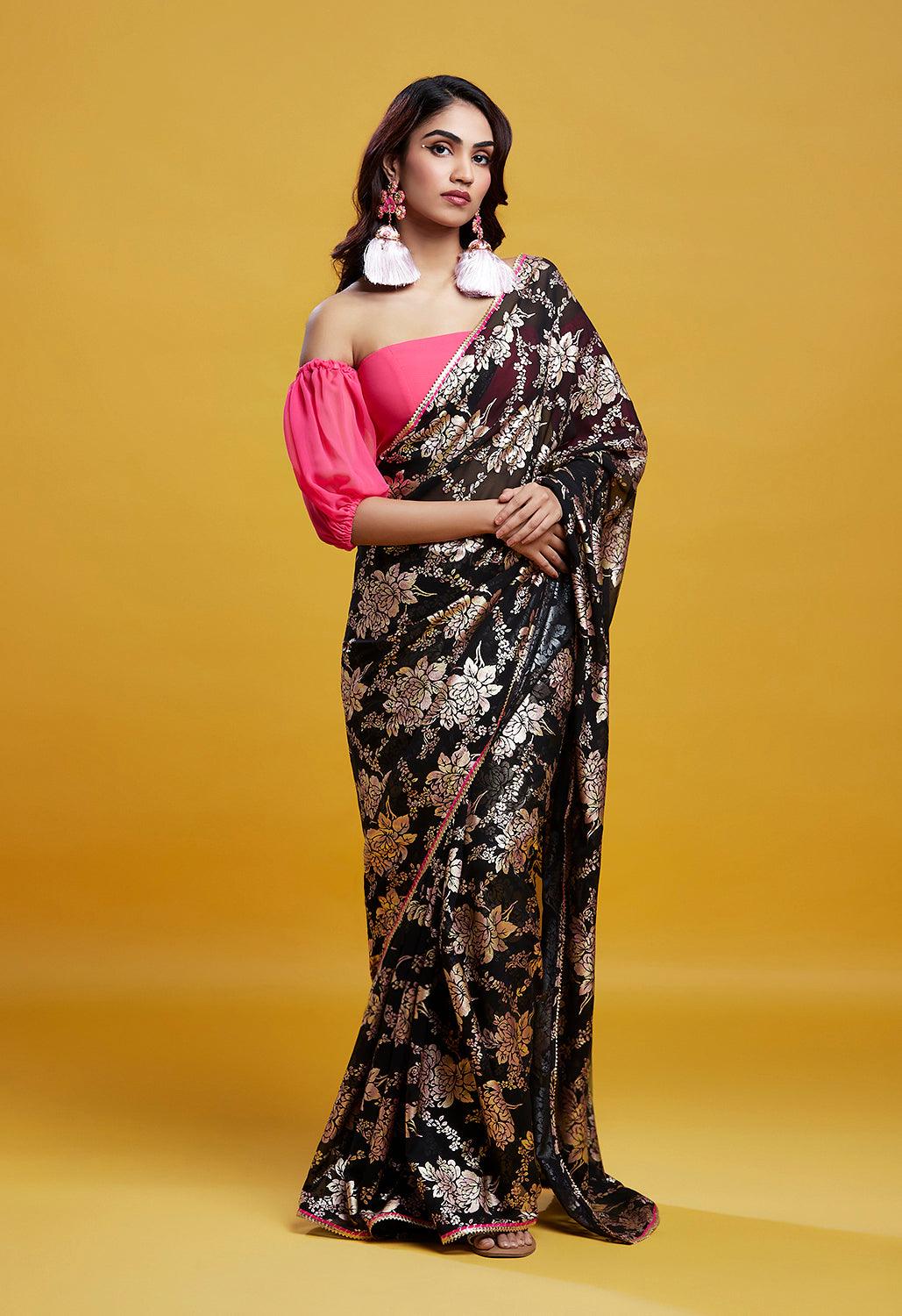 Black Barfi Saree - QUERATED